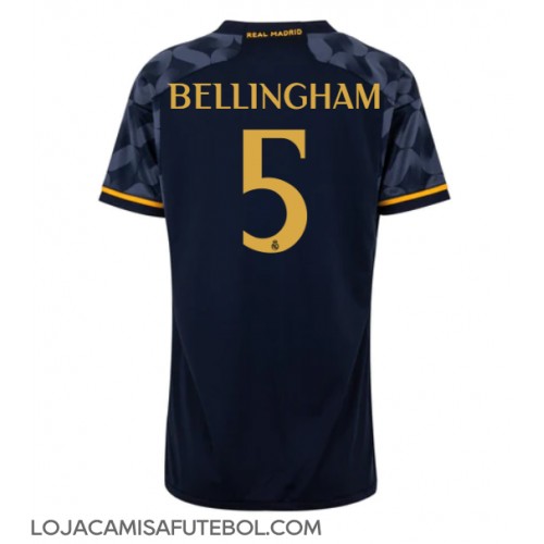 Camisa de Futebol Real Madrid Jude Bellingham #5 Equipamento Secundário Mulheres 2023-24 Manga Curta